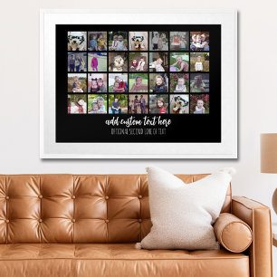 28 Fotokollagraster - 2 textrutor - svart vitt Poster