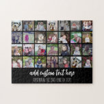 28 Fotokollagraster - 2 textrutor - svart vitt Pussel<br><div class="desc">Använda 28 SQUARE-foton som skapar en personlig fotokollage. Den här moderna, rena layouten innehåller två textblock - ett i ett modernt skript och ett i ett sansserif-teckensnitt för att lägga till en familj namn eller ett år eller händelse. Bakgrunden färg kan ändras i anpassningsområdet. ***För bästa resultat för den här...</div>