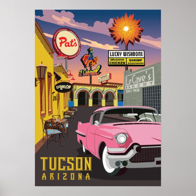 28-tums x20-tums Retro Restaurant-skyltar - Tucson Poster (Framsidan)