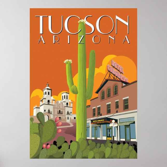 28" x20" Hotel Congress - Tucson, Arizona Poster (Framsidan)