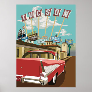 28" x20" Retro Motel Signs - Tucson, Arizona Poster