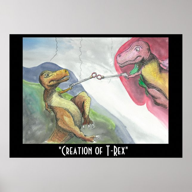 28" x 20" Poster Skriv ut "Skapa T-Rex" (Framsidan)
