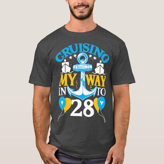 28 Year 28th Birthday Cruise  Men Women  Ship T Shirt (Framsida)