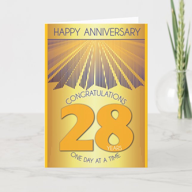 28 Year Sober Anniversary | Golden Ray 12 Step  Kort (Framsida)