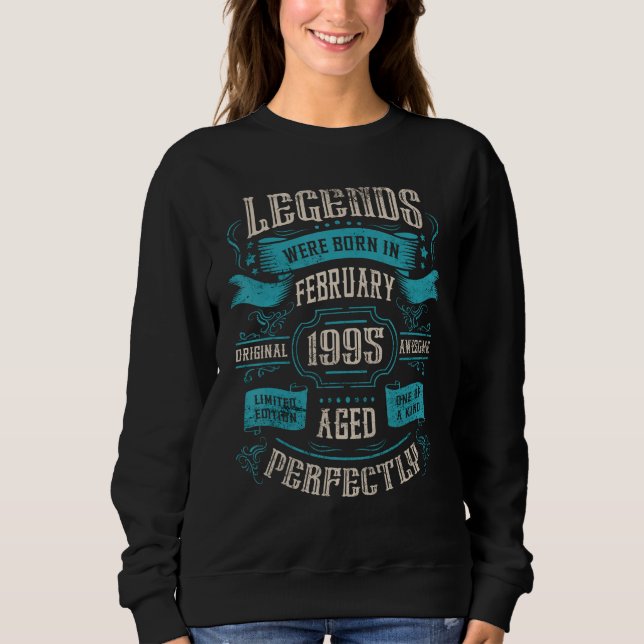 28th Birthday Legends were born in February 1995 T Shirt (Framsida)