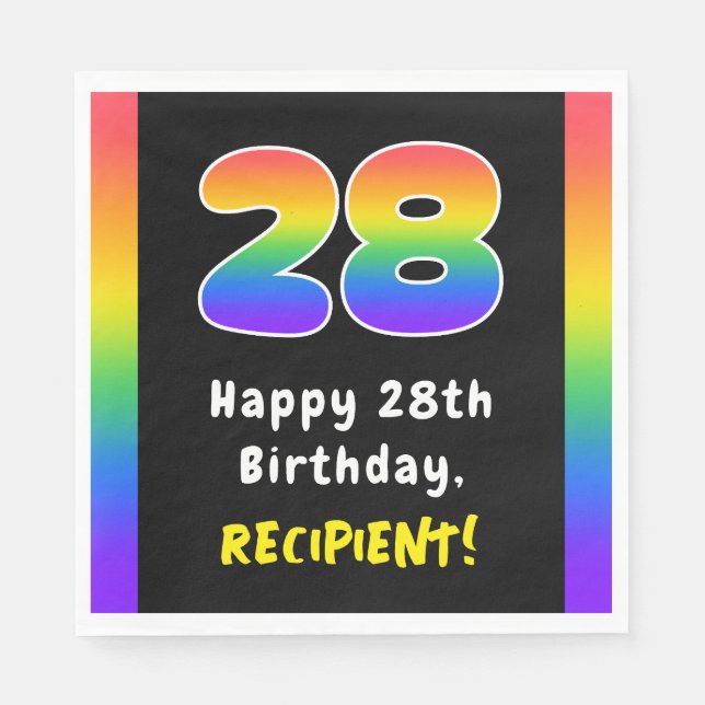 28th Birthday: Rainbow Spectrum # 28, Custom Name Pappersservett (Framsidan)