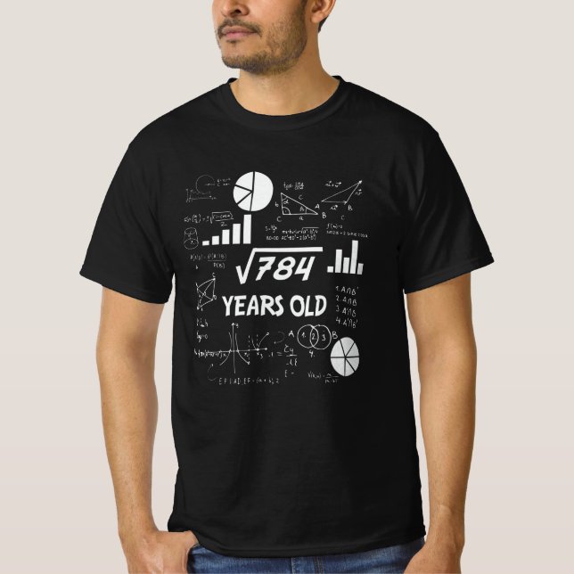 28th Birthday Square Root Math 28 Years Old Bday T Shirt (Framsida)