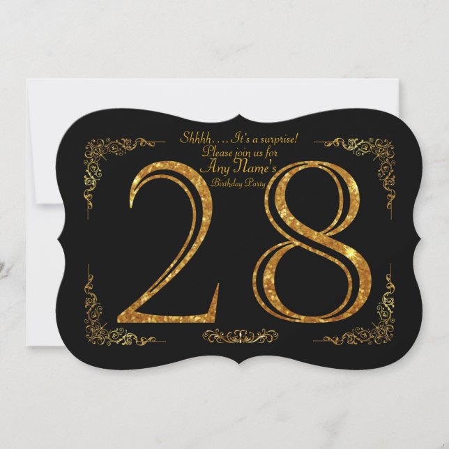 28th, Gatsby för födelsedagsfest 28th, underbart, Inbjudningar (Framsida)