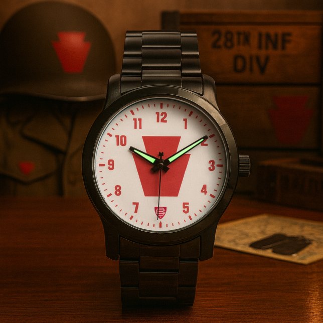 28th Infantry Division "Bloody Bucket" Black Armbandsur (28th Infantry Division Bloody Bucket Tribute Black Stainless Steel Watch)