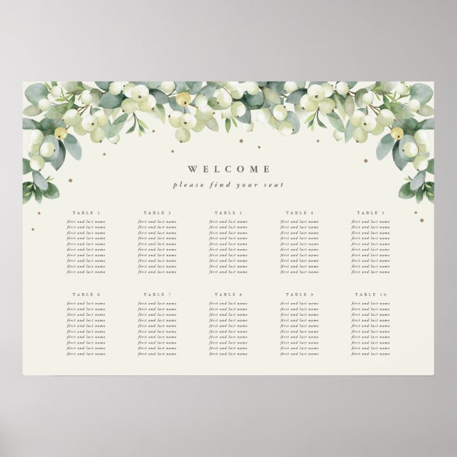 28x20" 10 Bord sittplatsschema Affisch för 10 bord (Framsidan)