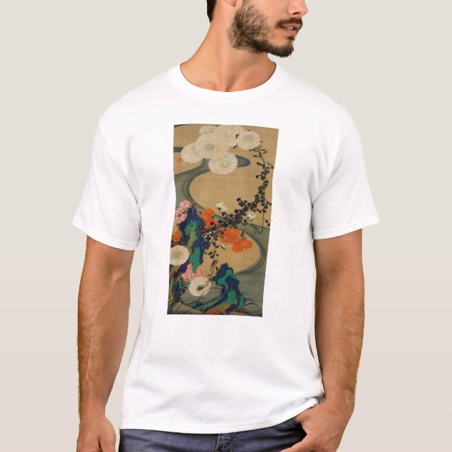 29. 菊 花 流 水 図, 若 Chrysanthemum & Stream, Jakuchū Tee Shirt (Framsida)