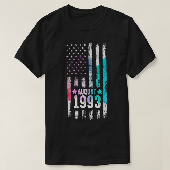 29 Ålder, augusti 1993 Amerikansk Flagga 29:e föde T Shirt (Design framsida)
