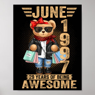 29 år gammal juni 1997 nallebjörn 29-årsdag poster
