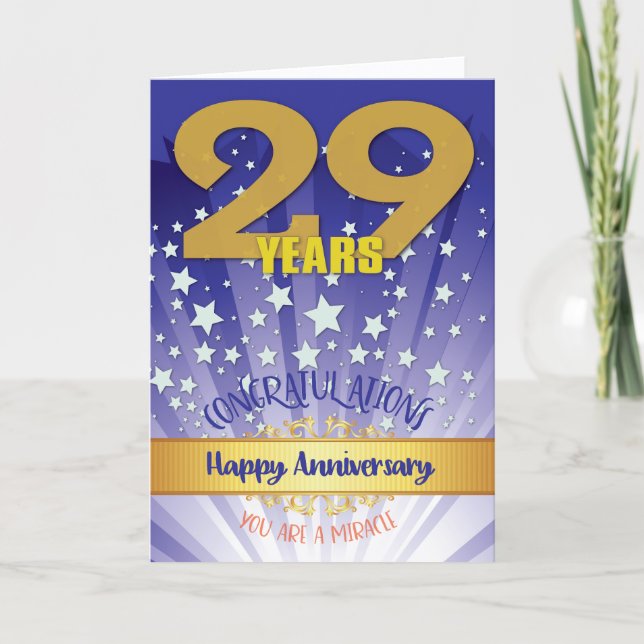 29 Års Återhämtningsjubileum Fetstilad Siffra Kort (Framsida)