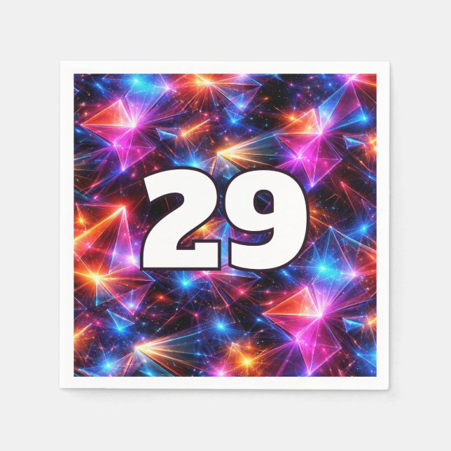 29-årsdag Neon Polygon Abstrakt  Pappersservett (Framsidan)