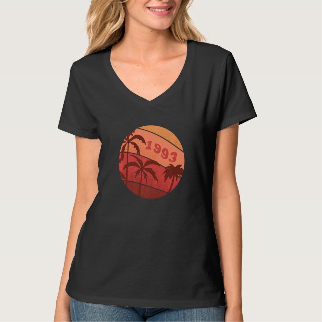 29-årsdagen Classic Retro Handflatan Sunset Birthd T Shirt (Framsida)
