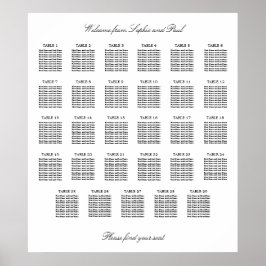 29 Bord Elegant Minimalistisk Placeringsplan Poster