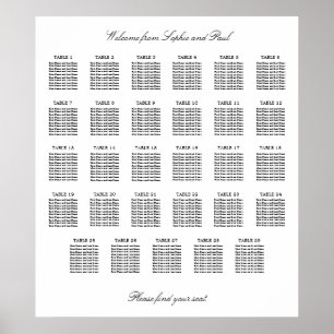 29 Bord Elegant Minimalistisk Placeringsplan Poster