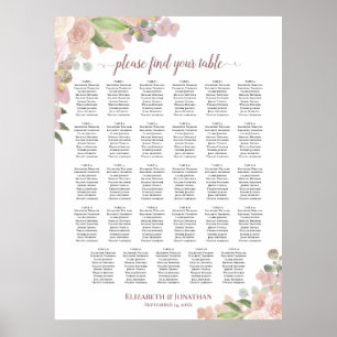 29 Bord Elegant Rosa Blommig Bröllopsställning Poster