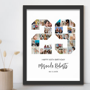 29:e födelsedag nummer 29 Anpassningsbar Fotokolla Poster