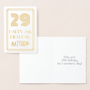 29:e födelsedagen - Art Deco Inspired Titta "29" o Folierat Kort