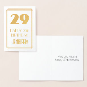 29:e födelsedagen: Art Deco Inspired Titta "29" oc Folierat Kort