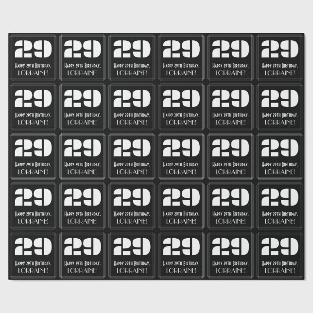 29:e födelsedagen: Art Deco Inspired Titta "29" oc Presentpapper (Seam)