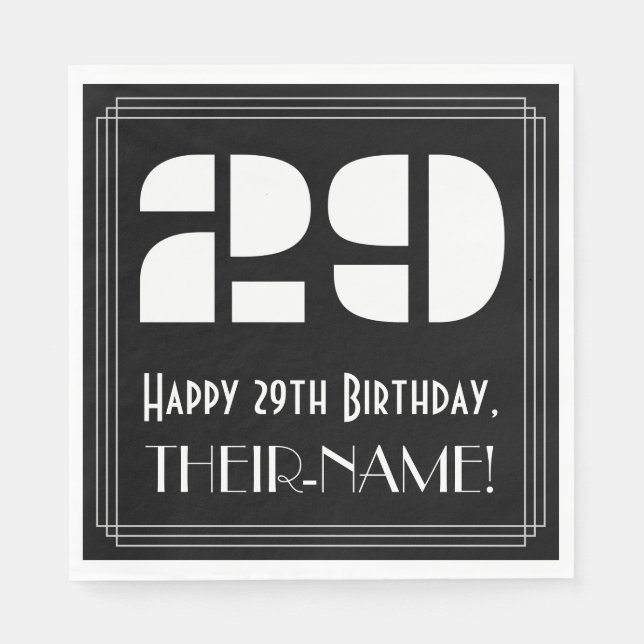 29:e födelsedagen: Art Deco Inspired Titta "29" +  Pappersservett (Framsidan)