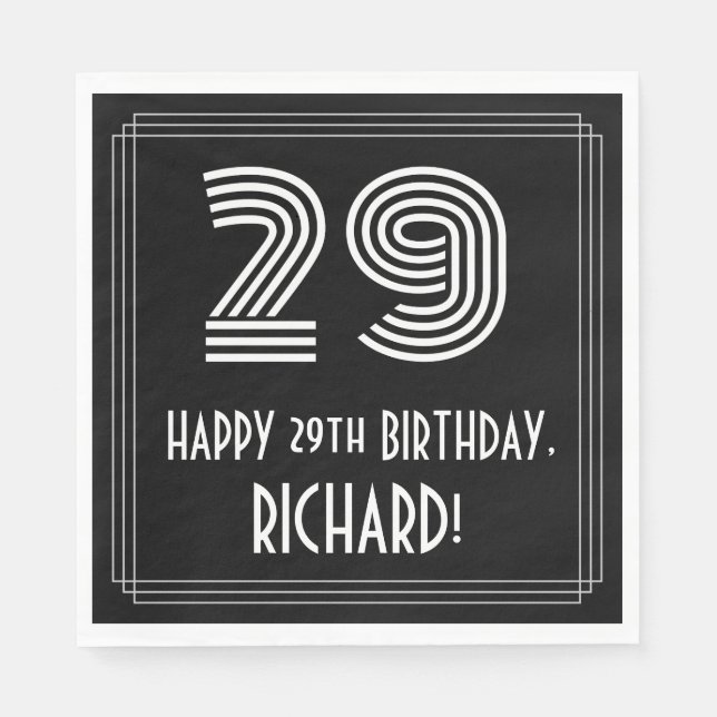 29:e födelsedagen: Art Deco Inspired Titta "29" +  Pappersservett (Framsidan)