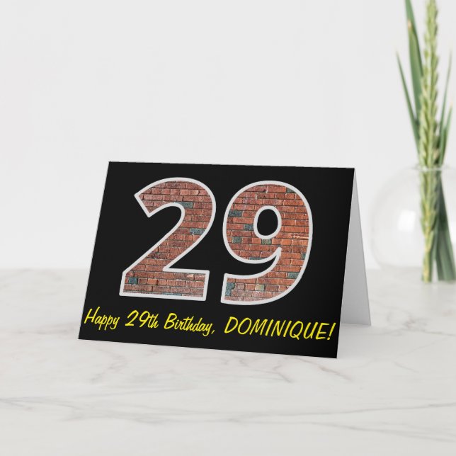 29:e födelsedagen - Brick Wall Mönster "29" w/ Nam Kort (Framsida)