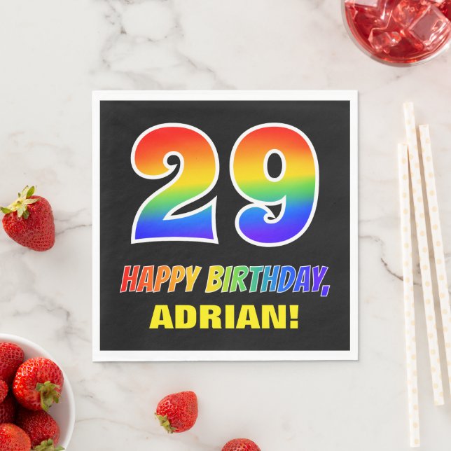 29:e födelsedagen: fetstil, Roligt, enkel, regnbåg Pappersservett (Insitu)