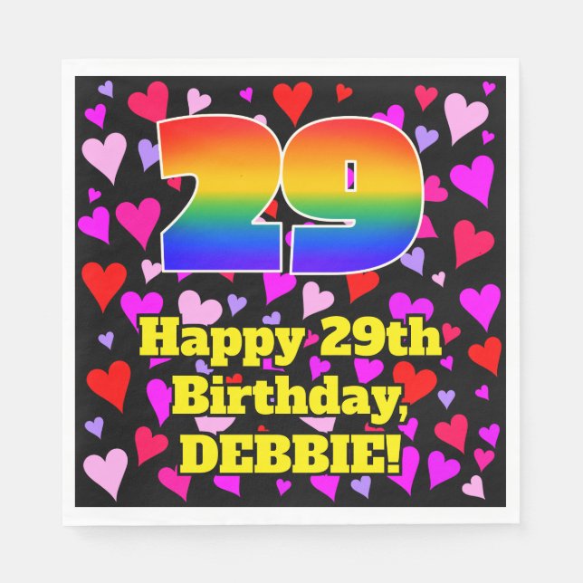 29:e födelsedagen: Loving Hearts Mönster, regnbåge Pappersservett (Framsidan)