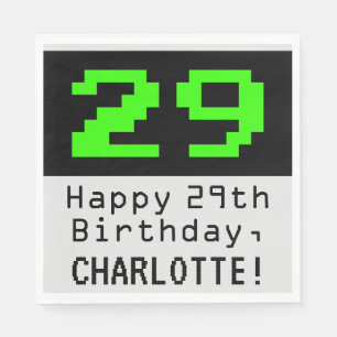 29:e födelsedagen - Nerdy/Geeky Stil "29" och Namn Pappersservett