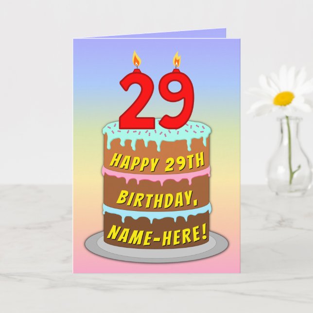 29:e födelsedagen - Roligt Cake & Candles, med ege Kort (Liten växt)