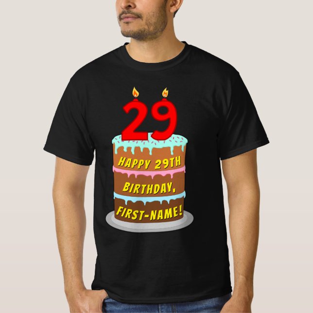 29:e födelsedagen - Roligt Cake & Candles, med ege T Shirt (Framsida)