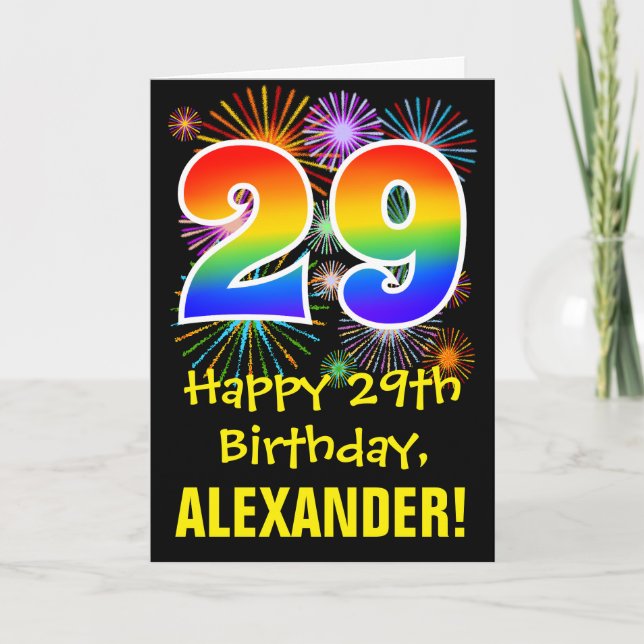 29:e födelsedagen: Roligt Fireworks Mönster + regn Kort (Framsida)