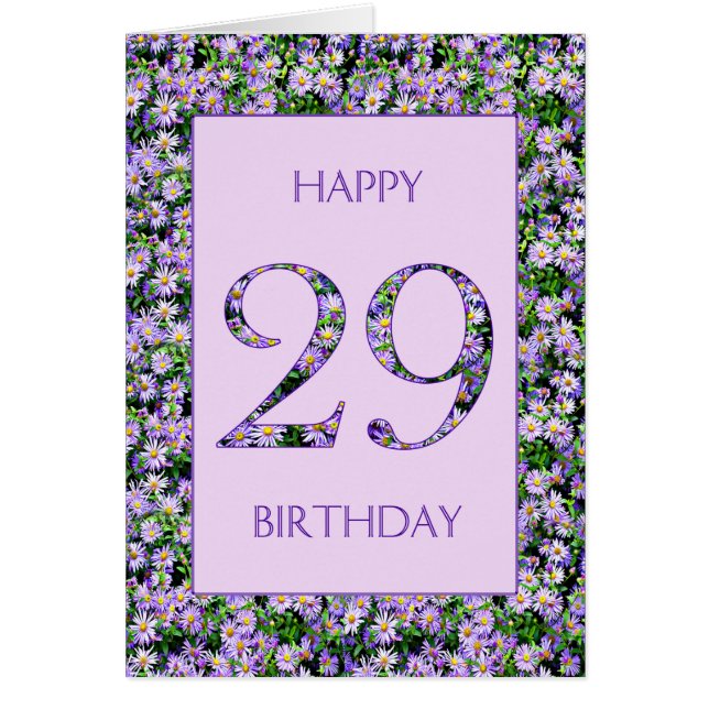 29:e födelsedagens Lila Daisy Hälsningskort (Framsidan)