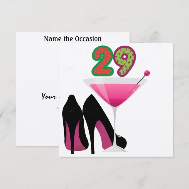 29:e Födelsedagsfest inbjudan av SRF (Fram/baksida)