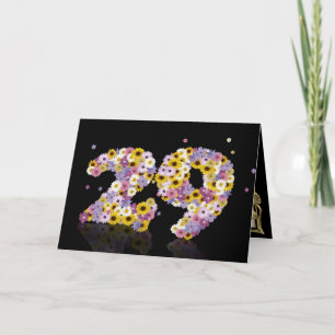 29:e födelsedagskort med brev i blommor kort