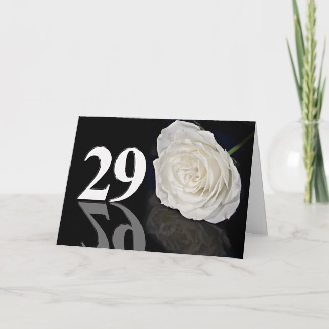 29:e födelsedagskort med klassiskt vit ros kort (Framsida)