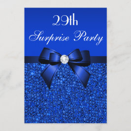29:e överraskande Party Royal Blue Sequins and Bow Inbjudningar