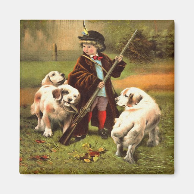 29a Boy and Retrievers Magnet (Framsidan)