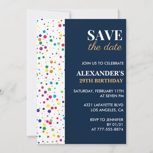 29th birthday invitations Save the date Confetti Inbjudningar (Framsida)