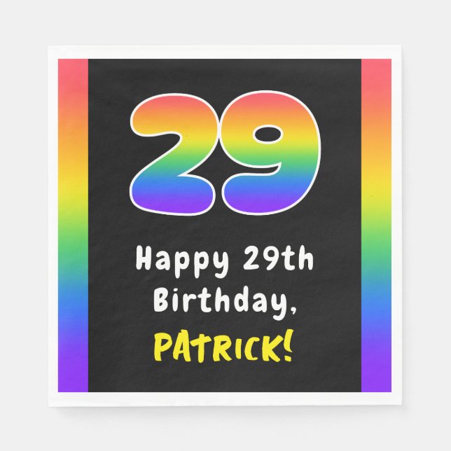 29th Birthday: Rainbow Spectrum # 29, Custom Name Pappersservett (Framsidan)