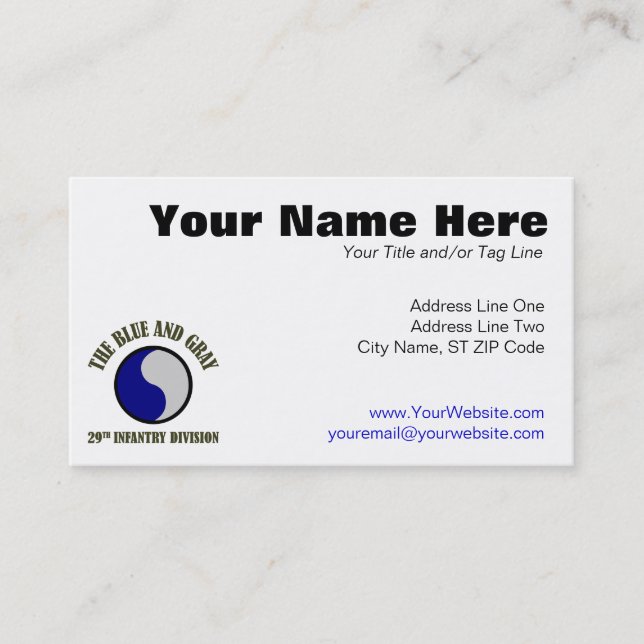 29th Infanteriuppdelning Visitkort (Framsida)