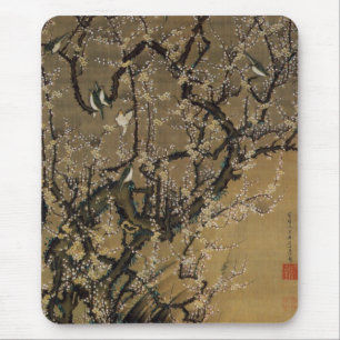 2. 梅 花 小 禽 図, 若 Blommar och småfåglar, Jakuchū Musmatta