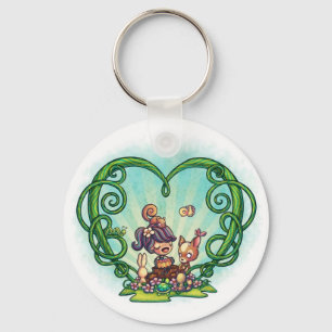 2 1/4" skogsång Keychain Nyckelring