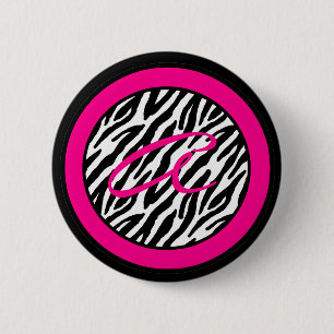 2,25-tums Knapp Monogram Shock rosa Zebra Animal P