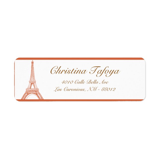 2,25-tums Returadress Paris Peach Etikett (Framsidan)