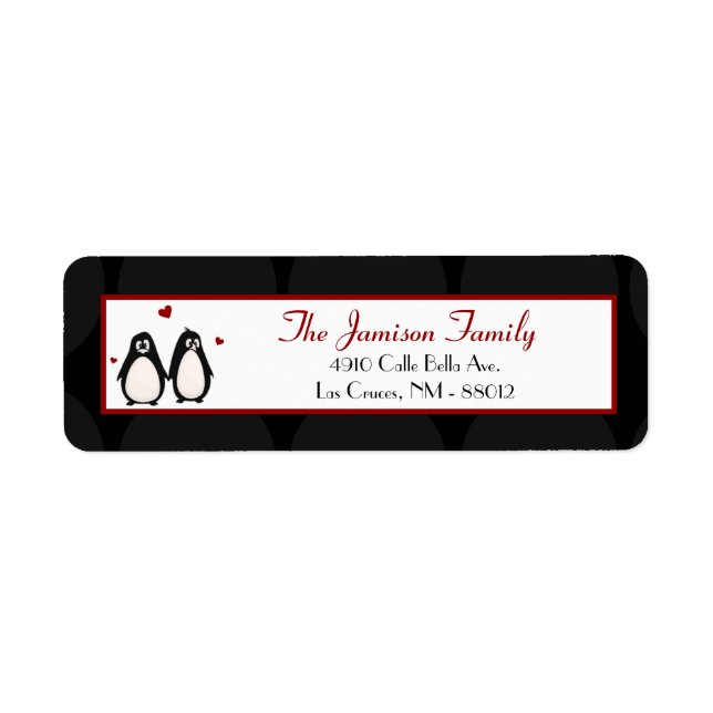 2,25-tums returadressetikett Penguin Kärlek Coupl Returadress Etikett (Framsidan)